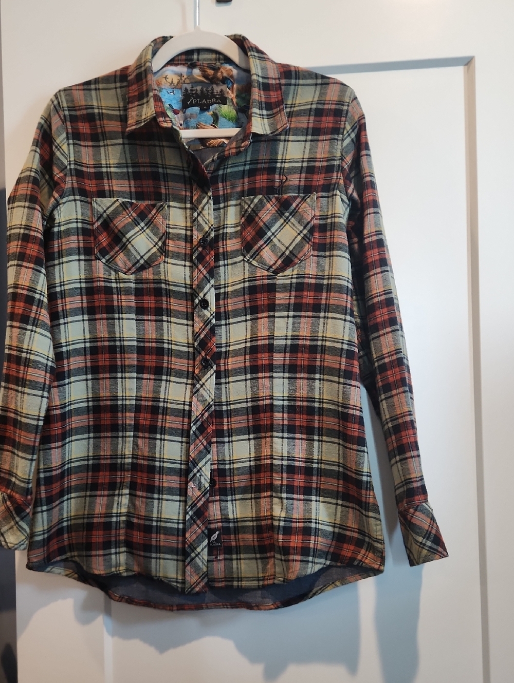 Women’s Plaid Button-Down Shirt - Rust, Cream & Black